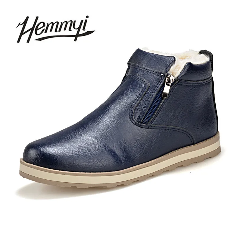 Hemmyi Genuine Leather font b Boots b font Men Winter font b Ankle b font font