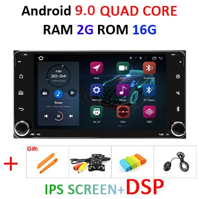 Android 9,0 DSP 64G ips экран 2 DIN gps для Toyota универсальный RAV4 COROLLA VIOS HILUX Terios Land Cruiser 100 PRADO радио без DVD - Цвет: 9.0 2G 16G IPS DSP