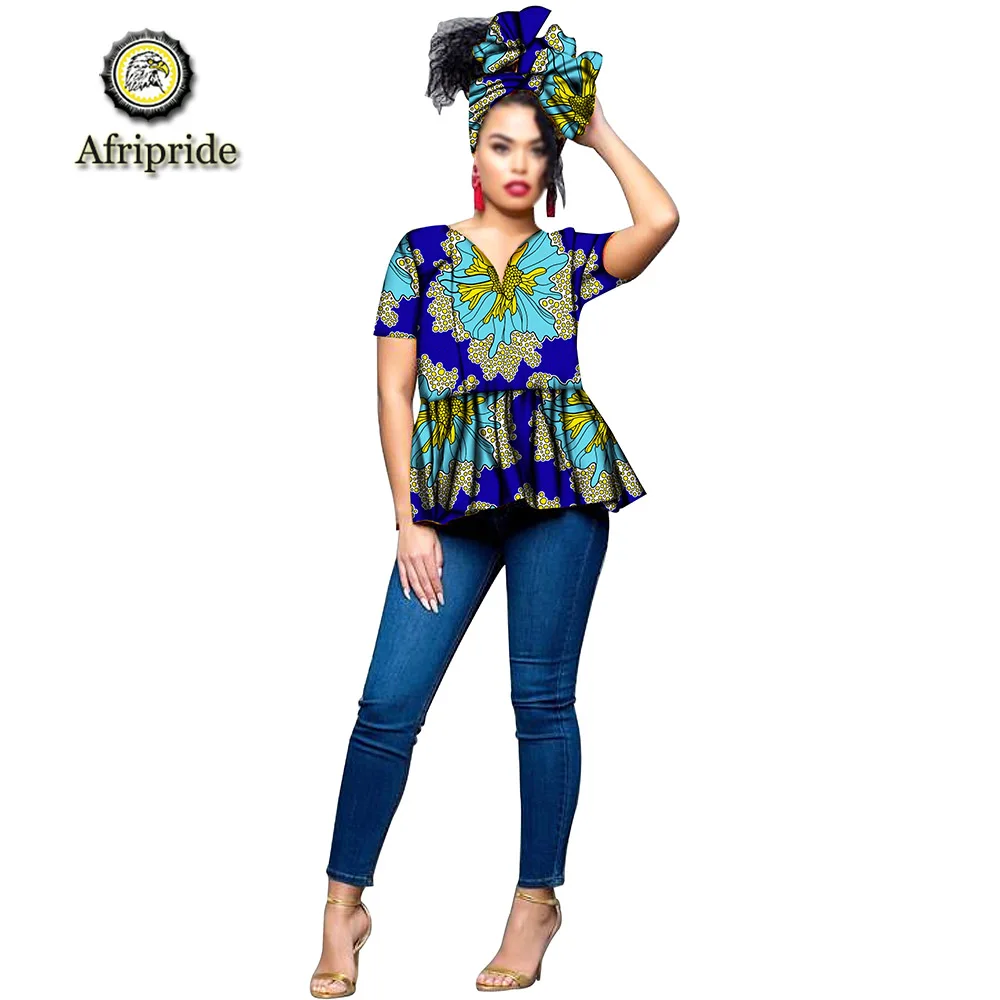 2019 AFRIPRIDE New African Print Elastic Bazin Baggy Rock Style Dashiki Famous coat For women with headscarf S1924001