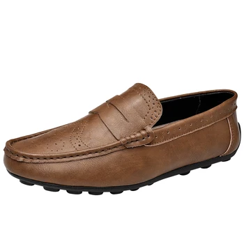 

Men Casual Shoes 2019 Fashion Men Peas Shoes Leather Men Loafers Moccasins Slip On Men's Flats Loafers Male Shoes Size 46 #1130
