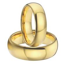 1 par de 8mm y 6mm 18 k chapado en oro alianzas de boda de titanio parejas anillos conjuntos para hombres y mujeres alianza anel ouro tamaño EE.UU. 5-15