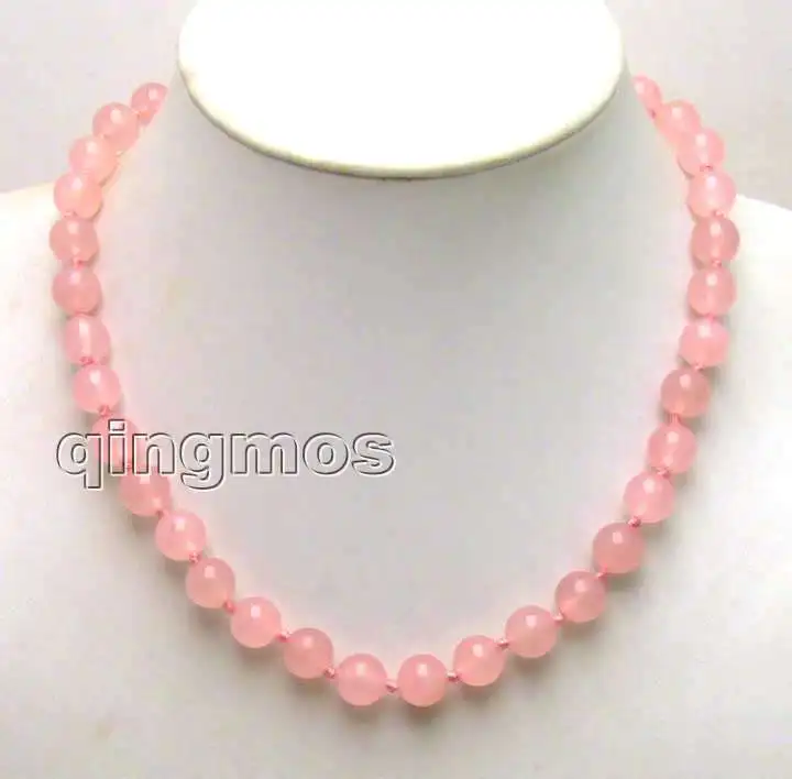 8 мм розовый круглый камень 1" ожерелье shipping-nec5644