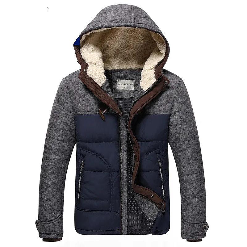 

Blue Army Green Thick Hit Normal Color Mens Cotton Mens Korean Slim Hooded Polar Fleece Warm Cotton Clothing