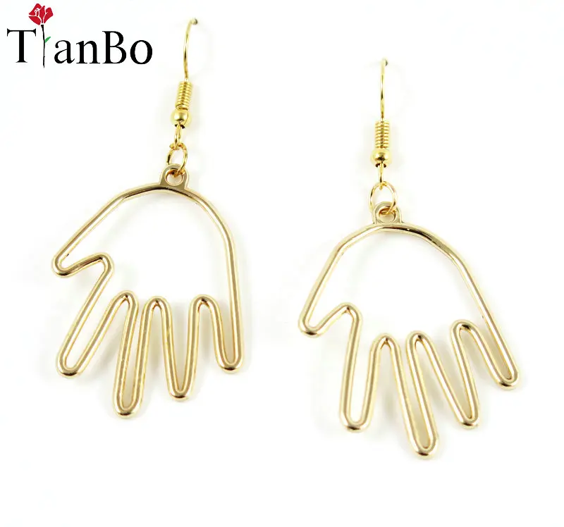 EB175 TianBo Funky стиль абстрактный золотой цвет лицо висячие серьги девушки очаровательные модные серьги для женщин подарок - Окраска металла: EB175