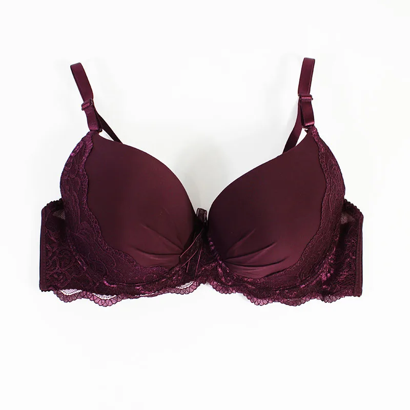 

Sexy Large Size Breast Mould Cup Lace Contour Bra Solid Color Back Close Underwire Bra bh Fashion Lingerie Dress for Heavy Women