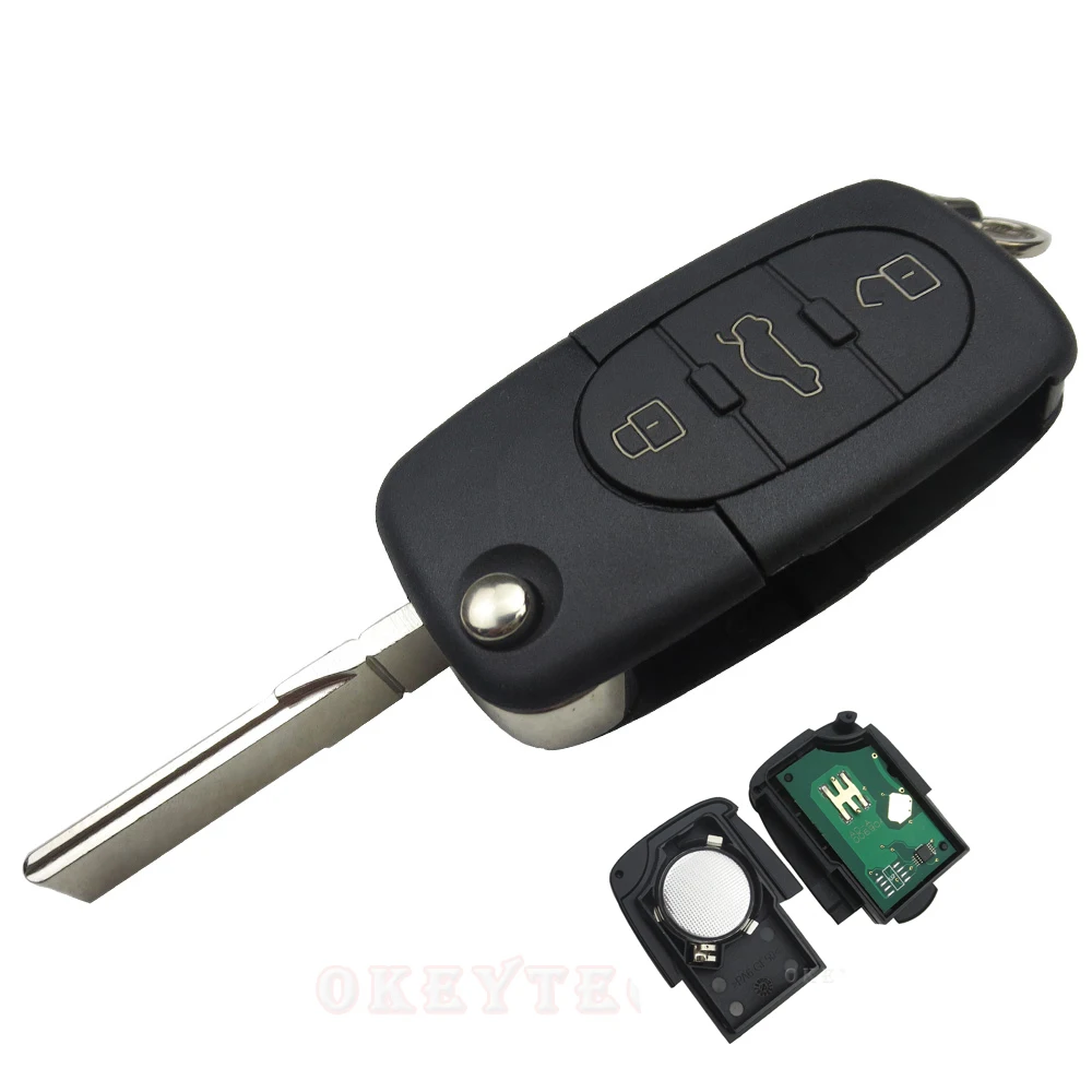 OkeyTech для Audi A2 A3 A4 A6 A8 TT 2002 2004 дистанционный ключ с 3 кнопками 433 МГц 4D0837231N ID48 чип