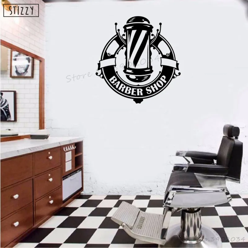 Настенная Наклейка stizzy Man Hair Salon Barbershop с логотипом настенные наклейки для