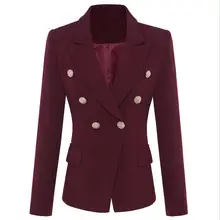 Осень Стиль дамы с длинным рукавом v-образным вырезом Двойной Боты Модные пальто винно-красный Цвет Офисные женские туфли Изящная верхняя одежда