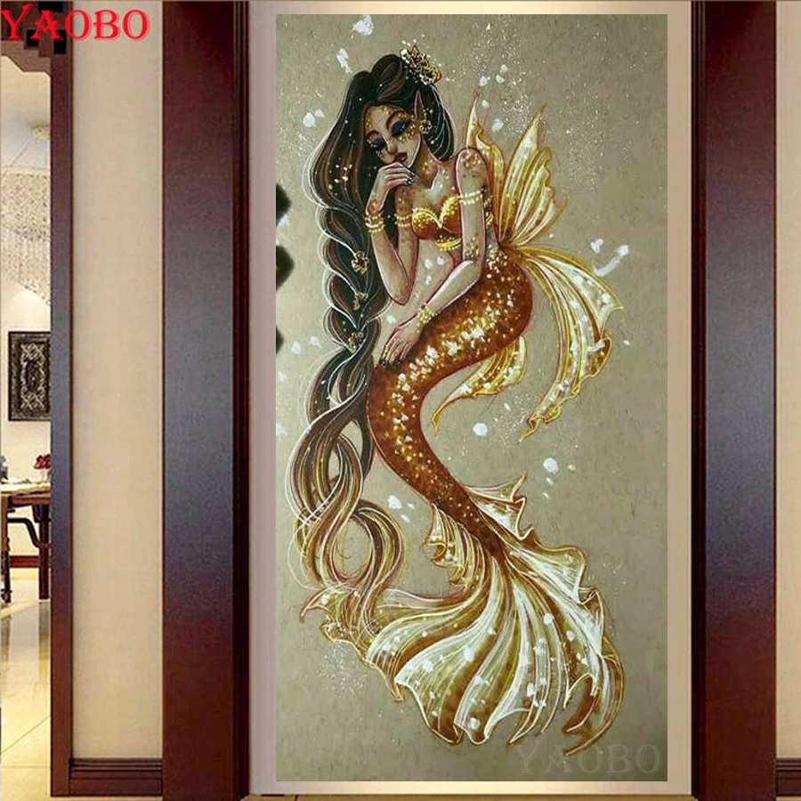 

diy 5d Diamond Painting Mermaid Full Drill Square Round Diamond Mosaic Embroidery Rhinestone pictures for Living room wallpaper