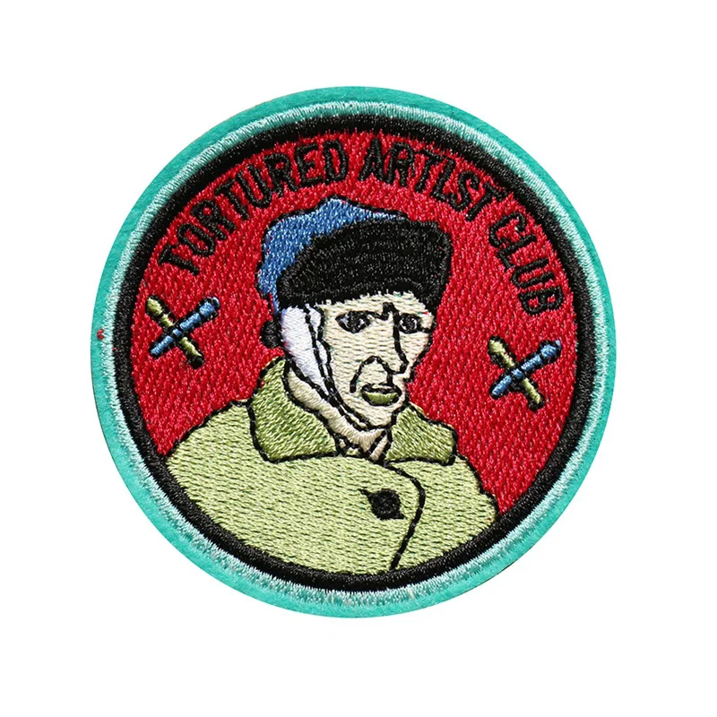 

Custom Embroidered Patches delicate Van Gogh badge Iron On Sew On Velcro Applique for promotional gifts giftaway