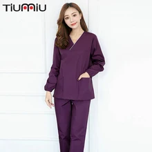 Для женщин медицинская одежда летние Хирургическая Одежда врач-медсестра комплекты одежды кисть руки Одежда Топы+ штаны набор Больничная Повседневная обувь