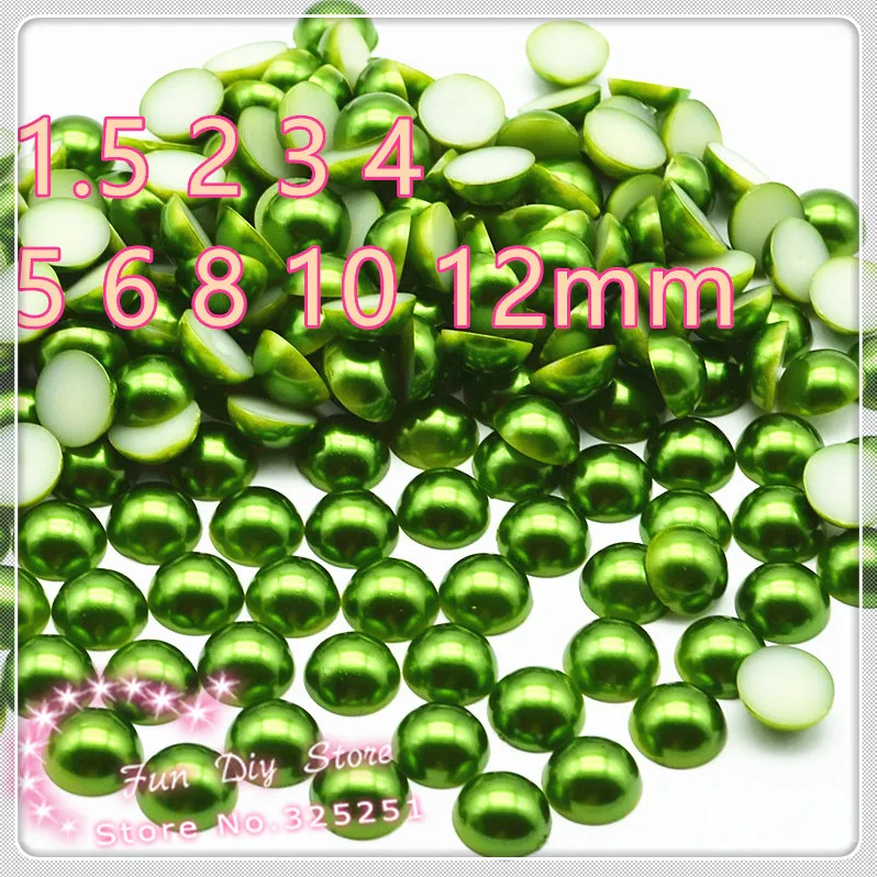 

deep green 1.5 2 3 4 5 6 8 10 12mm all size flat back cabochon pearl