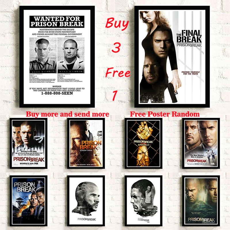 Prison Break White Kraft Movie Poster Hd Printing Cafe Creative Wallpaper Interior Decoration Wall Sticker Frameless Wall Stickers Aliexpress