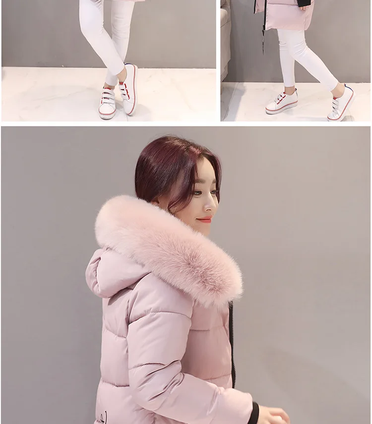 KMETRAM/зимняя женская куртка, большие размеры, длинное пальто, женская Корейская розовая парка, пальто с искусственным меховым воротником, парки Mujer MY640