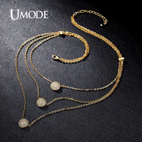 UMODE Мода 3 слоя ожерелья и подвески микро CZ Половина Мячи 4 цвета колье для Для женщин горячие ювелирные изделия колье UN0230 - Окраска металла: Gold Plated