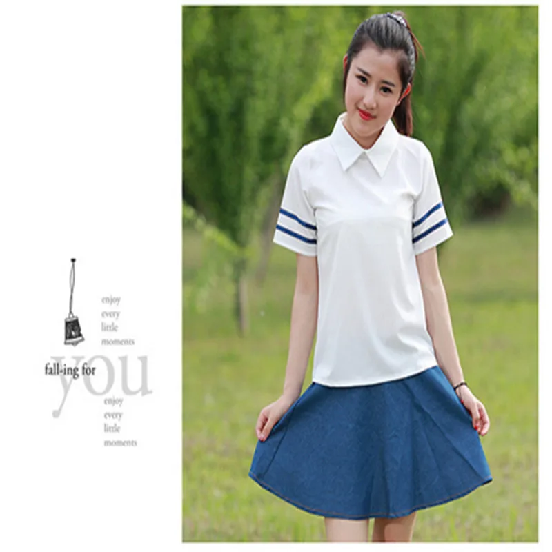 Популярная японская школьная форма для девочек, топы с короткими рукавами и отложным воротником с моряками, белая юбка, одежда в морском стиле для студентов, GY002