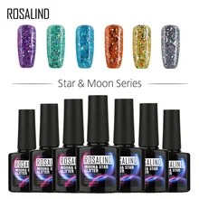 ROSALIND гель 1S черный флакон 10 мл звезда и Луна Блеск УФ и светодиодный замочить от Vernis Полупостоянный Лаки Гель-лак для маникюра ногтей