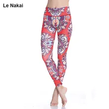 2017 New Red Lotus Print Yoga Leggings High Waist Women Fitness Workout Dance Running Tight Plus Size Sport Leggings