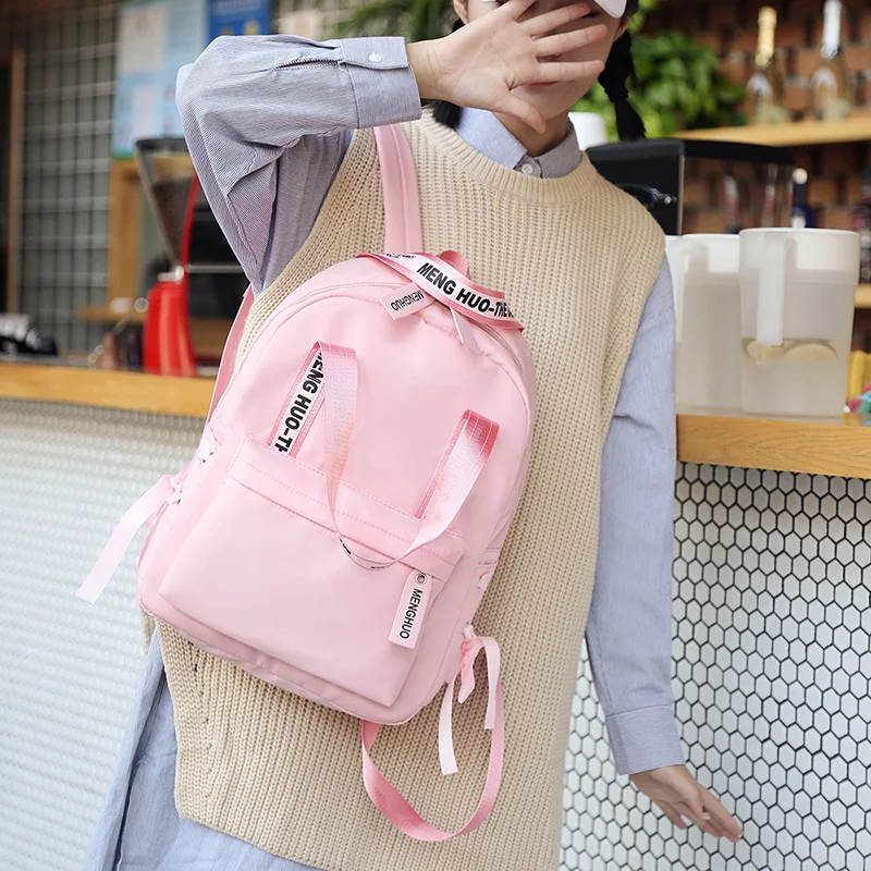 Menghuo Large Capacity Backpack Women Preppy School Bags For Teenagers Female Nylon Travel Bags Girls Bowknot Backpack Mochilas (9)