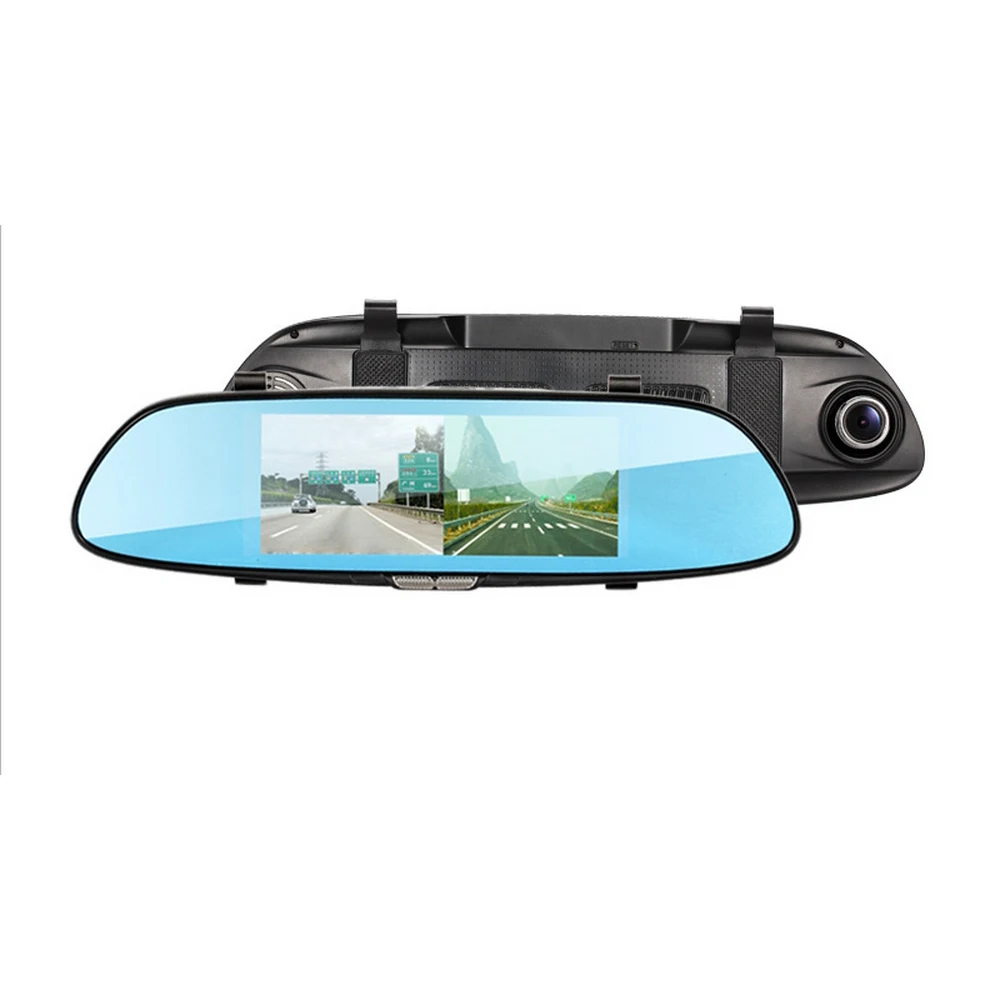 

7 inch Car DVR Camera Driving Recorder HD Screen 170 Degree Double Lens Night Vision with Rearview Mirror Support Microphone