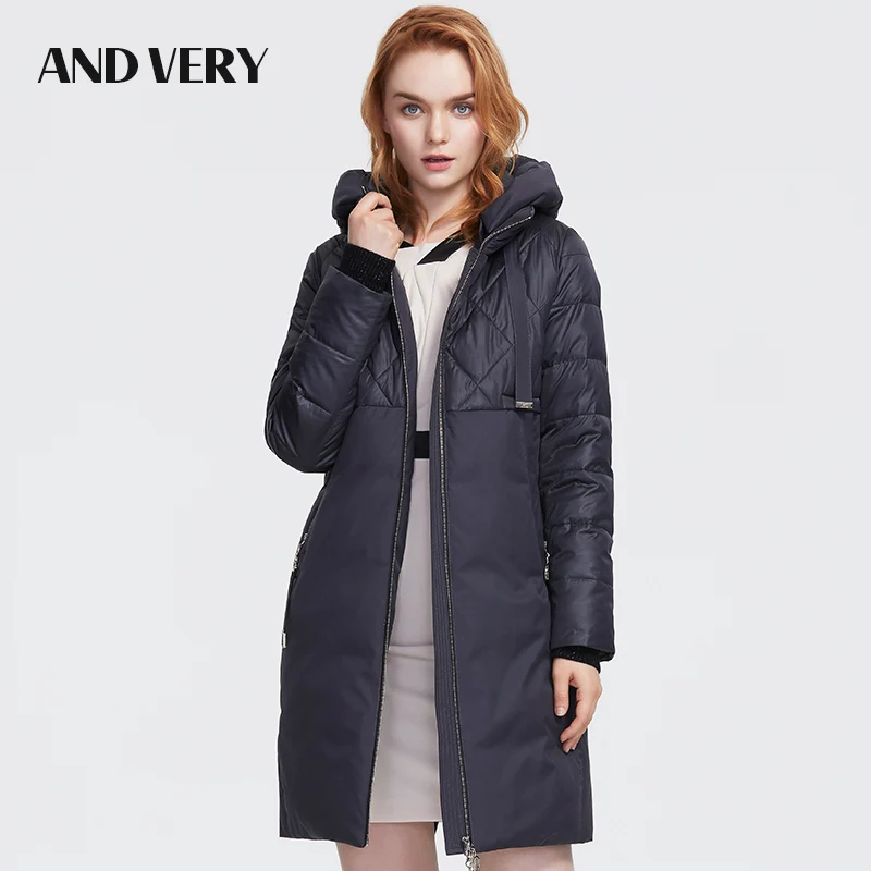 ANDVERY 2019 new collection women winter jacket collar of natural fur high quality thick cotton medium length warm parka 9850