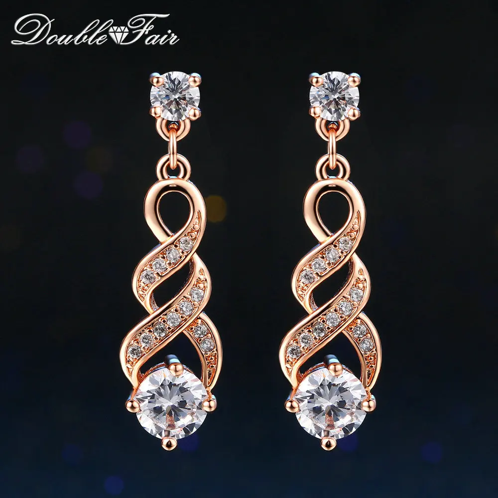 Us 3 32 Doublefair Four Claw 6mm Cubic Zirconia Drop Dangle Wedding Earrings Rose Gold Silver Color Jewelry For Women Dfe544 Dfe725 In Us 3 32 Doublefair Four Claw 6mm Cubic Zirconia Drop Dangle Wedding Earrings Rose Gold Silver Color Jewelry For Women Dfe544 Dfe725 In