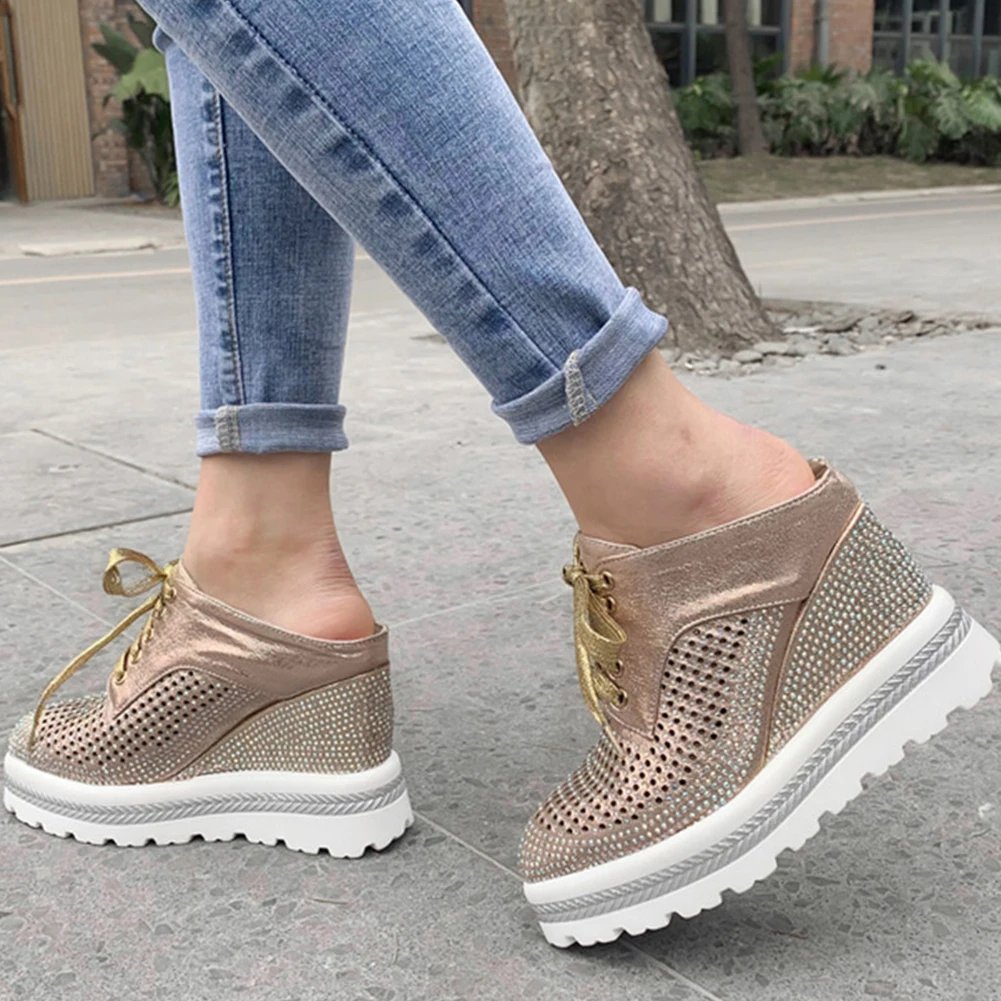 

LAPOLAKA Top Quality Ladies Wedges High Heels Crystal Women Shoes Woman Casual Mules Summer Slippers Female
