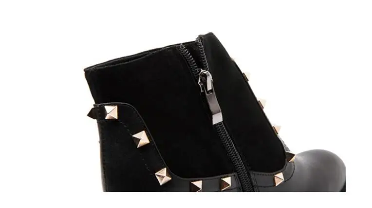 Del Pie Negro Cuero Otoño Mujer Con Redondo Invierno 2019 Remaches Calidad De E Dedo Zapatos Tobillo Genuino Botas Basic Superior SH0qnU0T