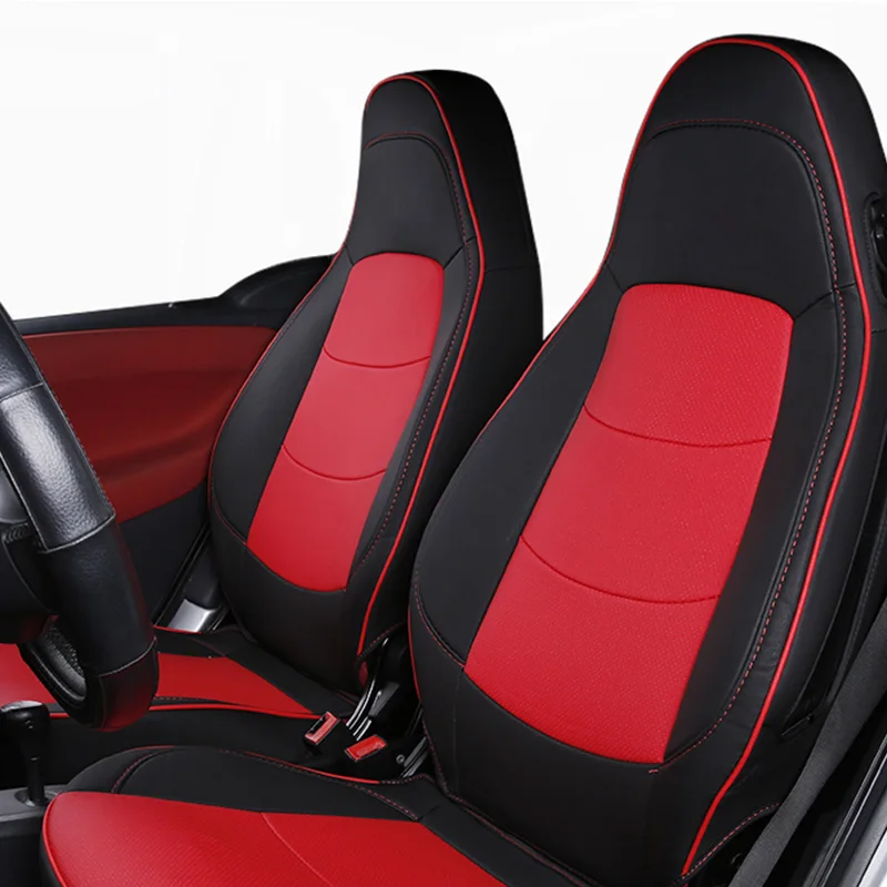 Чехол для сидения автомобиля, Полностью покрывающий кожу, украшение для smart 451 fortwo, четыре сезона, дышащая, не движется, подушка для сидения, стиль автомобиля - Название цвета: Black red-B logo