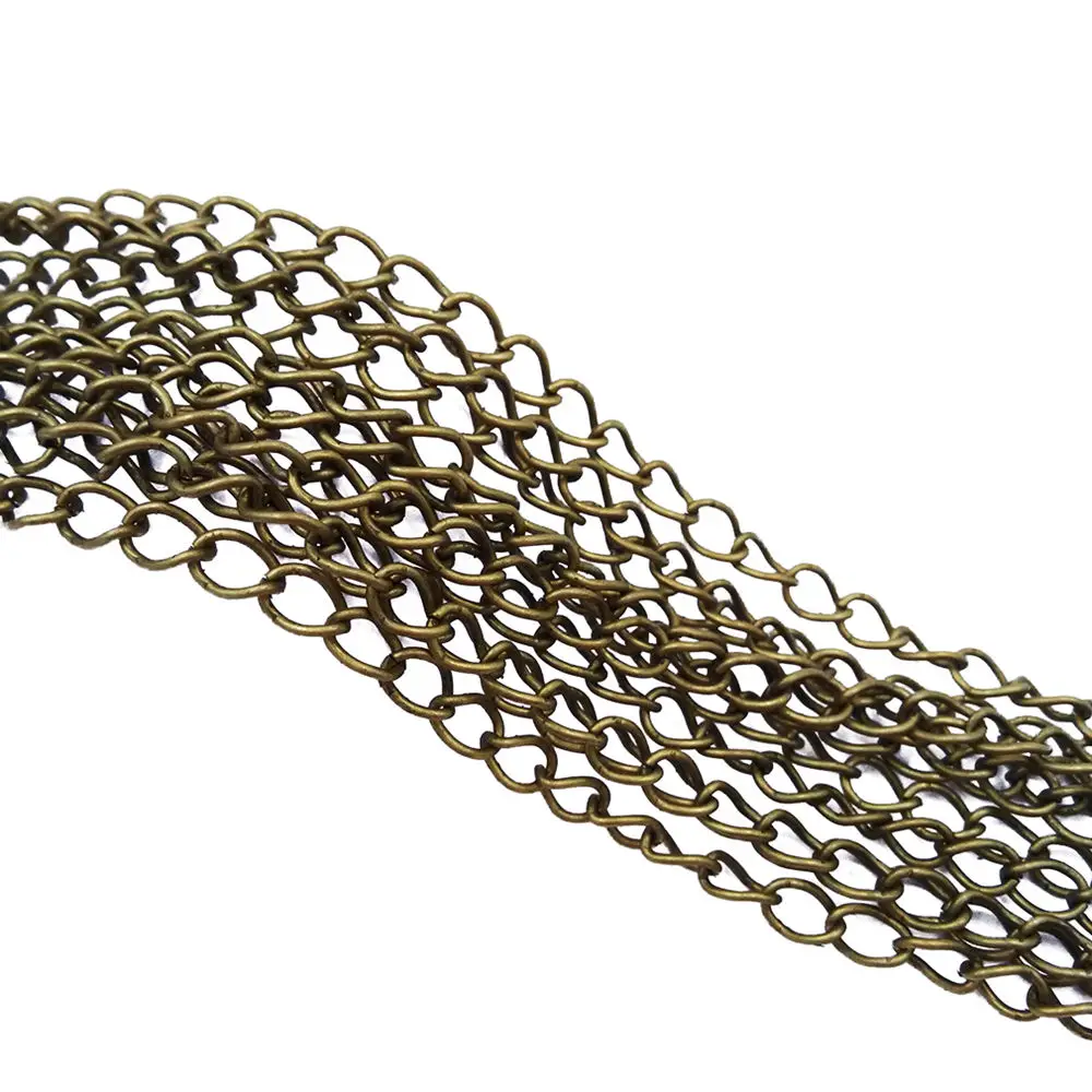

Antique Bronze 100m 3x5mm Necklace End Extender Curb Chains Metal Link Chain Findings for Jewelry Making NEC-03
