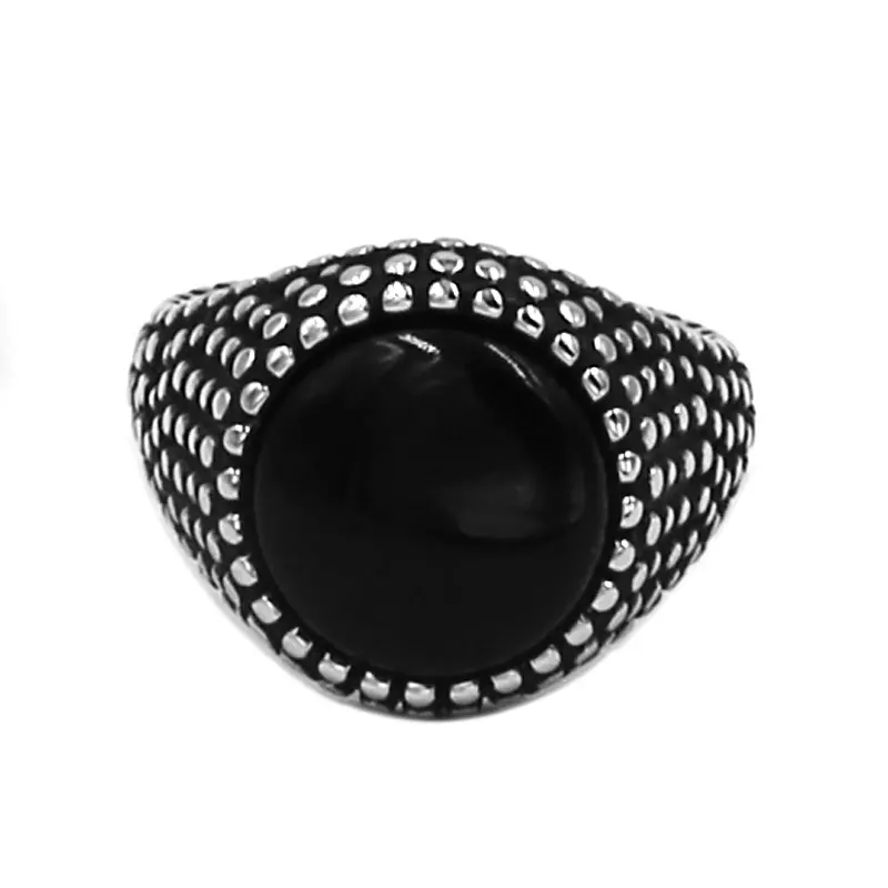 

Fashion Band Biker Signet Nails Ring Stainless Steel Jewelry Punk Black Stone Motor Biker Men Women Ring Wholesale SWR0816