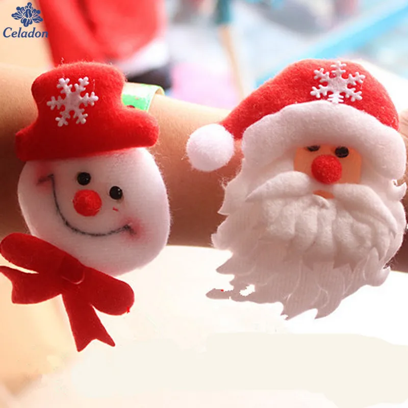 4 шт./компл. рождественские часы-браслет с круговым браслетом Рождественский подарок для детей Санта-Клаус Снеговик Олень новогодние вечерние игрушки украшение на запястье