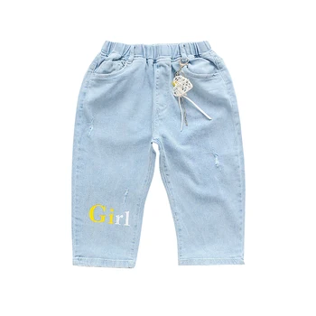 

Baby Jeans For Girls Children Clothes Summer Calf-length Harem Pants For Kids Denim Trousers 2 4 6 7 8 9 10 11 12 Years Clothing