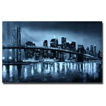 

Large Handmade Modern Abstract Palette Knife City night Scenery wall Art on Canvas oil Painting Handmade for wall decoration