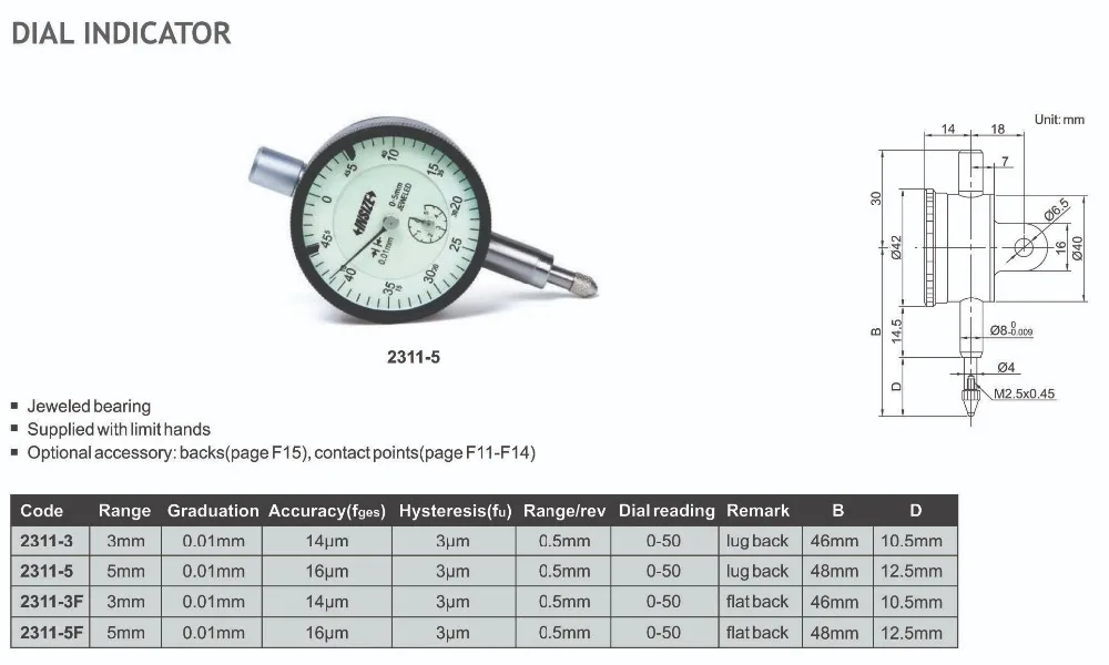 2311-3 диапазон Insize 3 мм маленький циферблат индикатор градация 0,01 мм ЧПУ измерительные инструменты