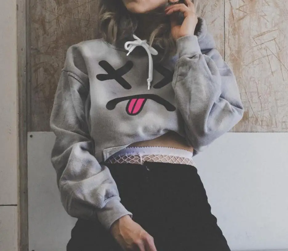 Cute Hoodies Women Long Sleeve Emotion Printed Hoodie Sweatshirt Casual