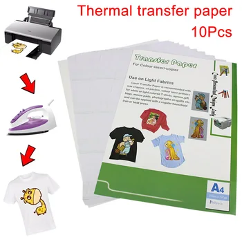 

10pcs Heat Print Transfer Paper Printing Inkjet A4 210mm X 297mm For Light Color Fabric EM88