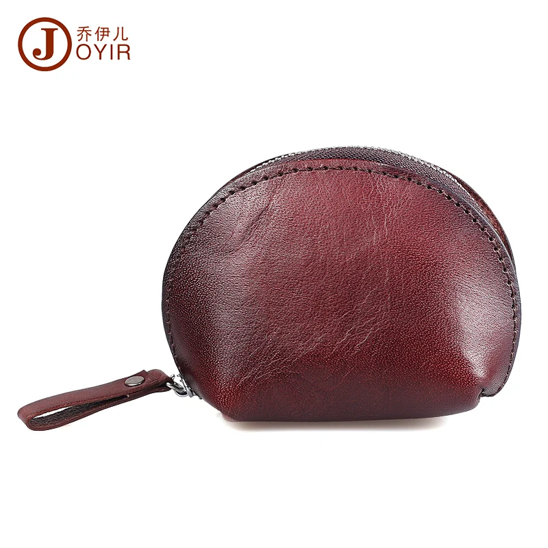 Vintage Fashion Vegetable Tanned Leather Mini Coin Purse Women Wallet Genuine Leather Shell Coin ...