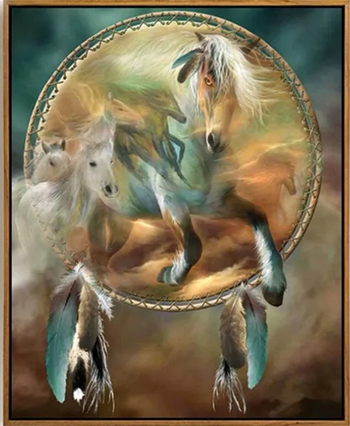 Animal horse dream catcher arts needlework 14ct canvas unprinted Animal horse dream catcher arts needlework 14ct canvas unprinted