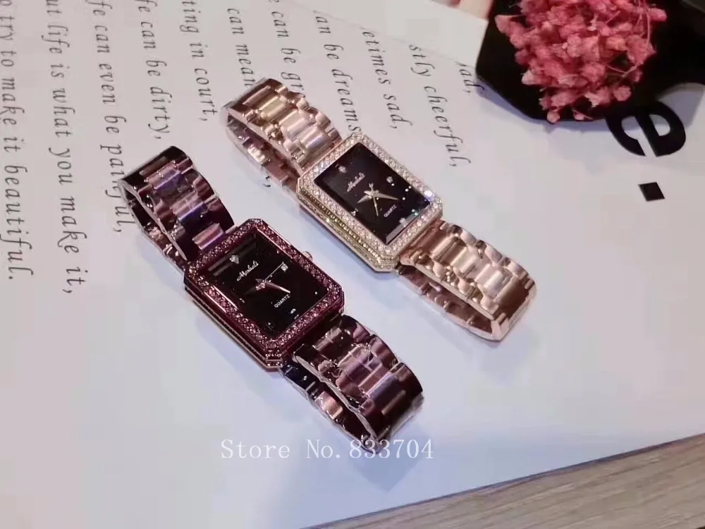 Роскошные наручные часы с бриллиантами модные Австрийские кристаллы часы для женщин с прямоугольным циферблатом браслет, дамские часы saat relogio feminino