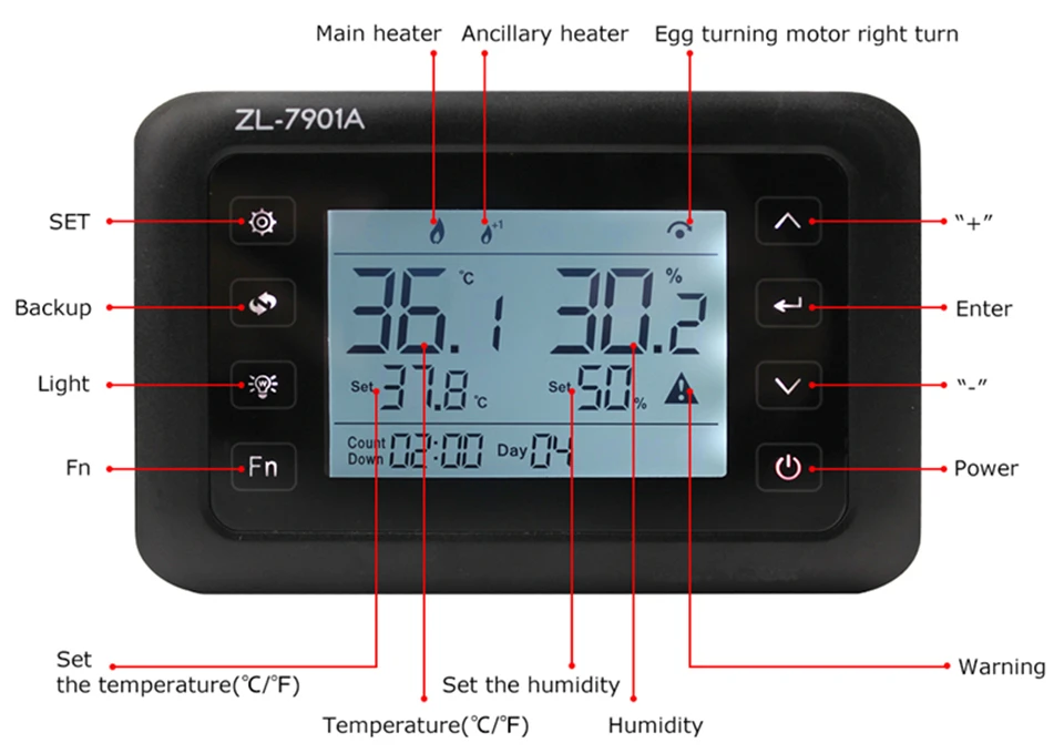 Интеллектуальный PID контроллер температуры и влажности с ЖК-дисплеем многофункциональный автоматический инкубатор для яиц контроллер с двумя датчиками