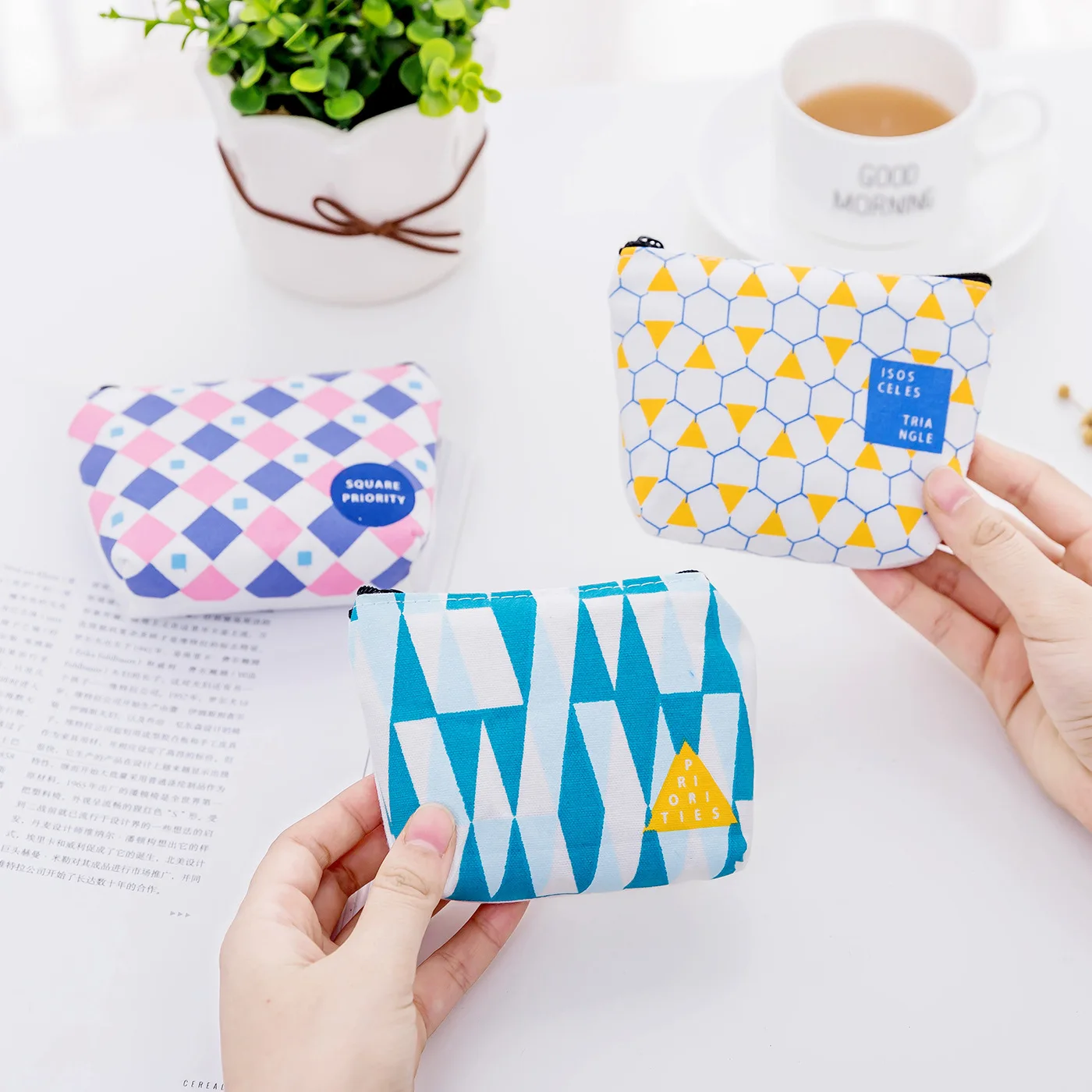 Coin Purse Women Small Wallet Canvas Bags Cute Money Key Holders Pouch