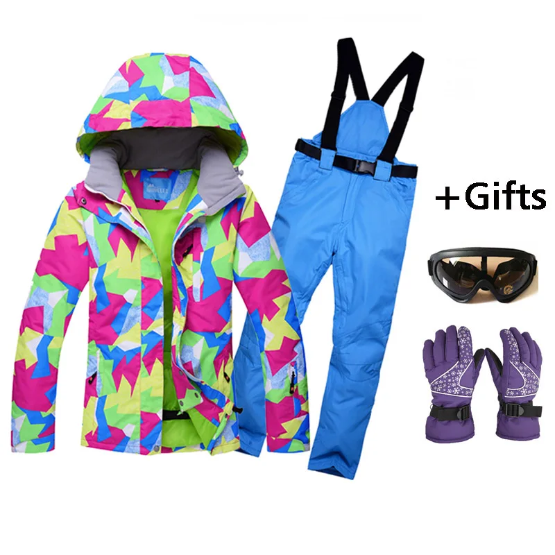 Hot sale Women Skiing Jackets And Pants Snowboard sets Thick Warm