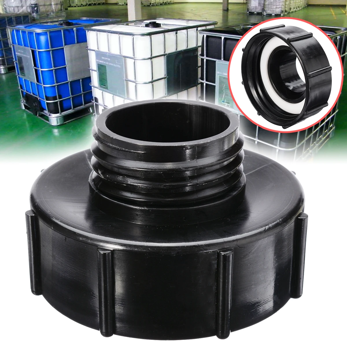 

IBC Adapter S100x8 to Reduce S60x6 IBC Tank Connector Adapter Replacement Garden Water Connectors Black