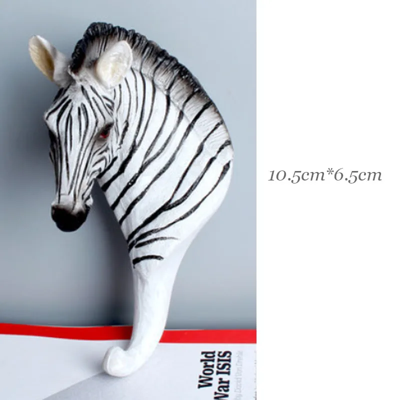 Креативные вешалки для одежды в виде животных, вешалки для полотенец, ключей, сумок, шляп, держателей на стене, винтажное Ретро украшение в виде оленя и слона - Цвет: zebra hook