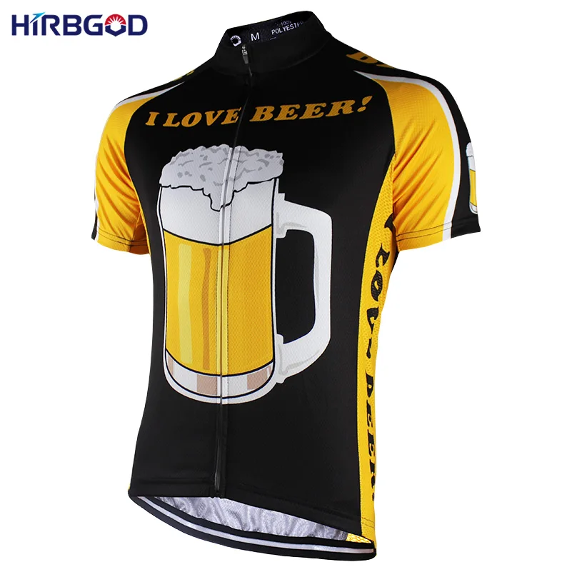 HIRBGOD Men Cycling Jersey Beer Celebrating Custom Outdoor Breathable