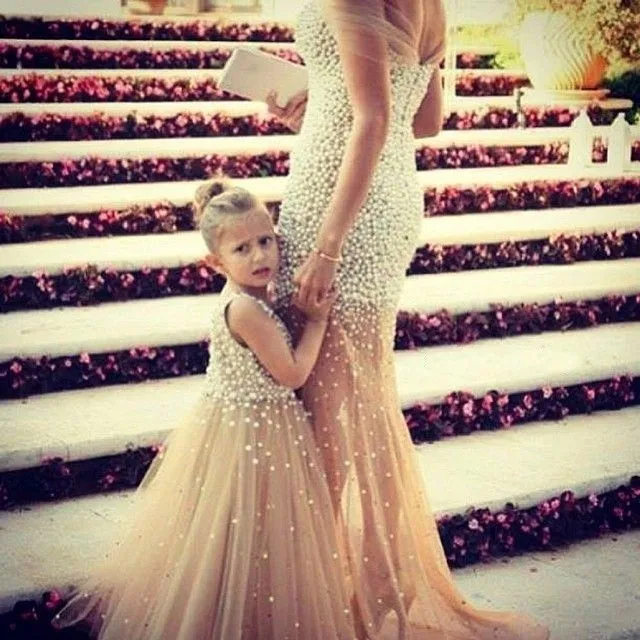 2016 Mother Daughter Matching Dresses Mermaid Tulle Pearls Prom 2016 Mother Daughter Matching Dresses Mermaid Tulle Pearls Prom Party Dress Elegant Long Formal Evening In From Weddings