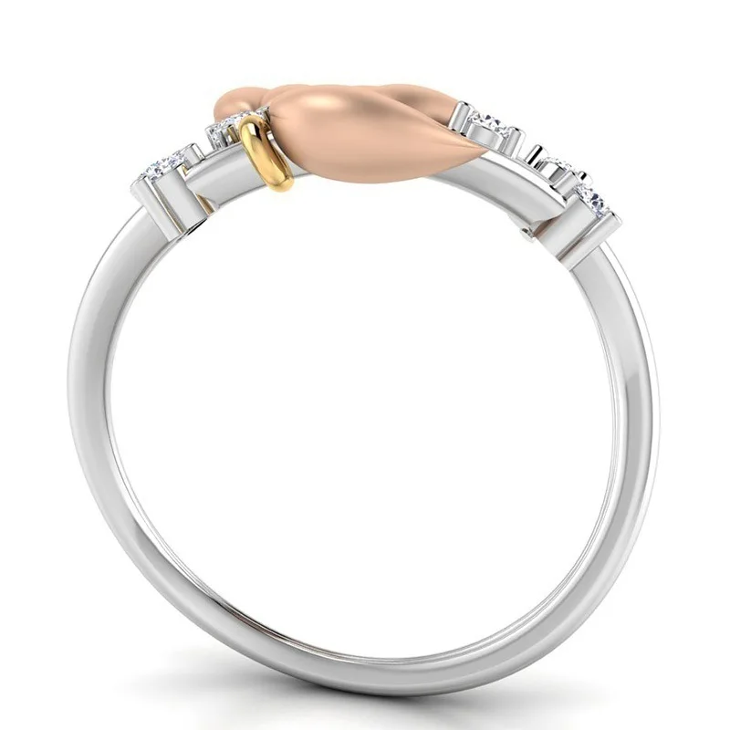 Женское кольцо с цветком розы обручальное серебряного цвета обещание - Фото №1
