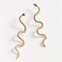 1 пара, длинные серьги-гвоздики в стиле панк со змеиным животным, европейские женские большие серьги золотого и серебряного цветов, ювелирные изделия E155