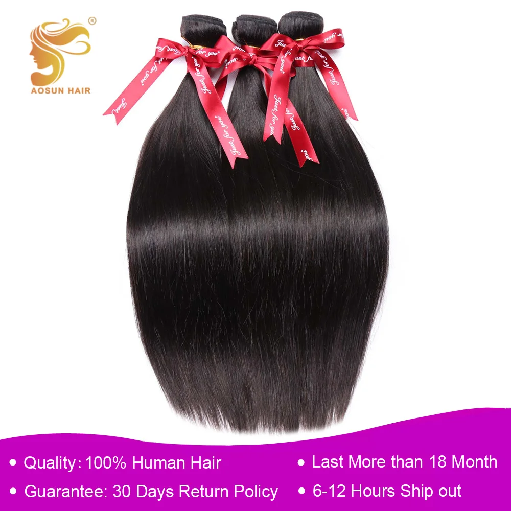 

AOSUN Hair Brazilian Straight Hair Bundles 1/3PCS Remy Hair Bundles Weave 100% Human Hair Extension Natural Color Free Shipping